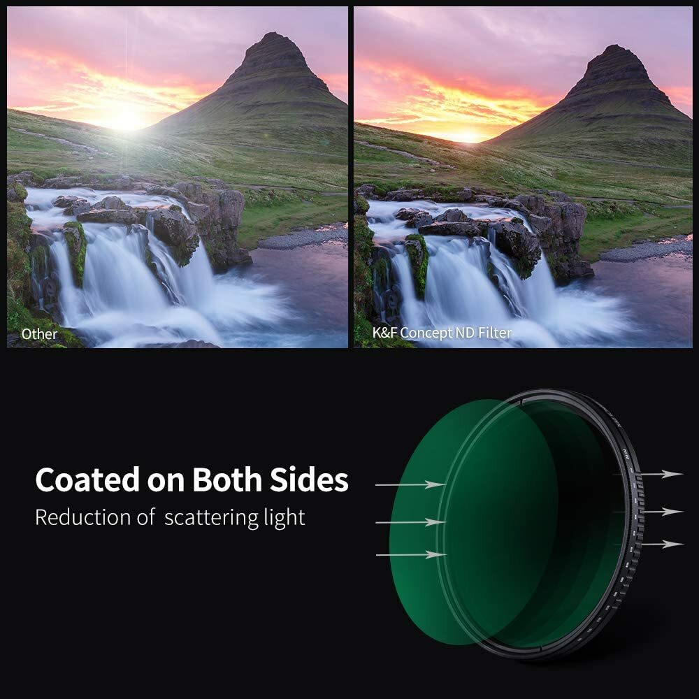 K&F Concept 62mm Variable Neutral Density Filter ND8-ND2000 3-11stop Lens Filter