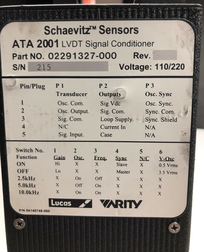 Schaevitz Lucas ATA 2001 LVDT Signal Conditioner Processor Amplifier