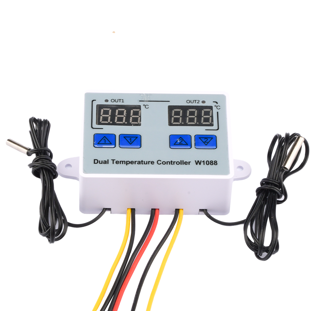 DC12V 24V AC110-220V W1088 Digital Display Smart Temperature Dual Controller