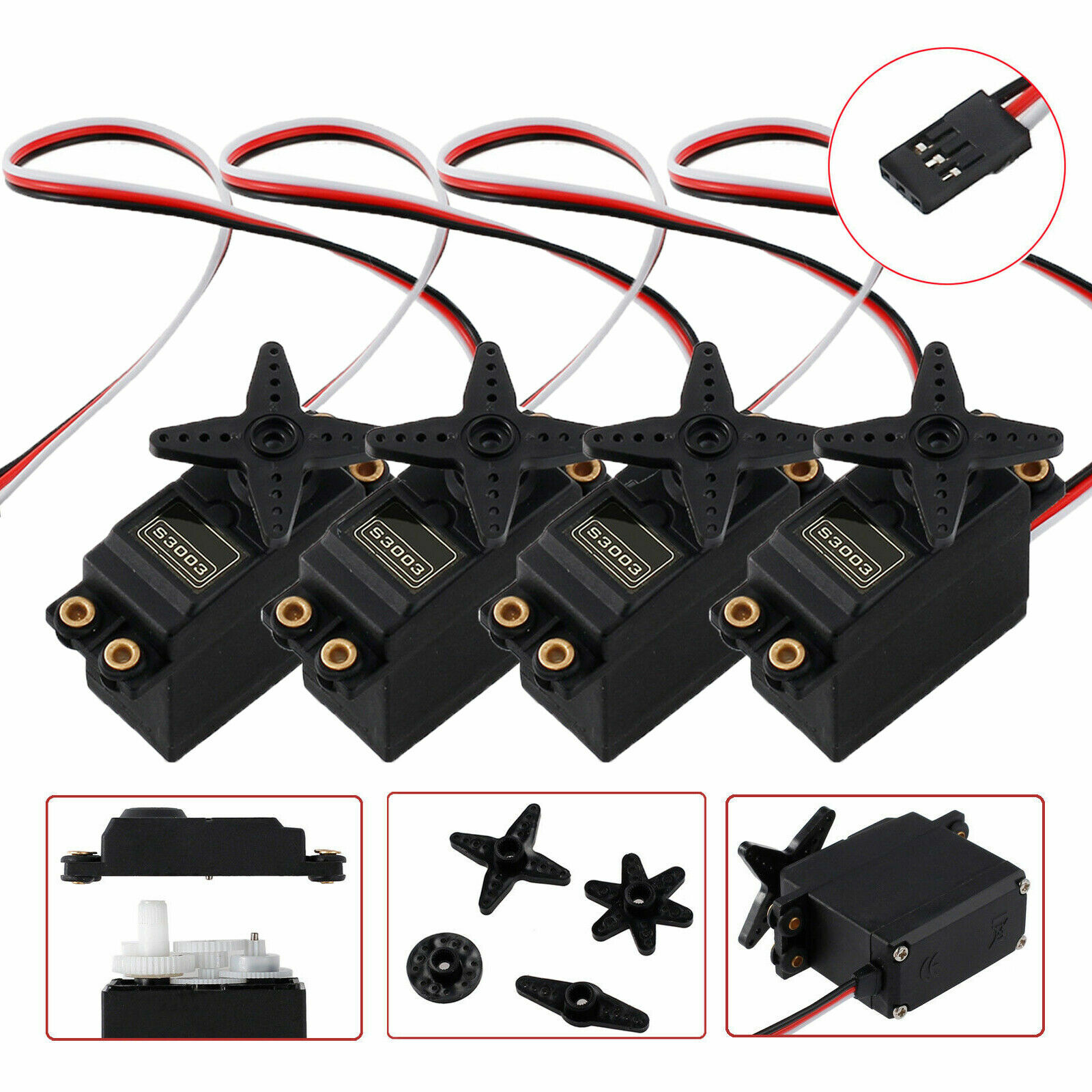 4PCS High Torque Standard Servos For Futaba S3003 RC Car Plane Boat Helicopter