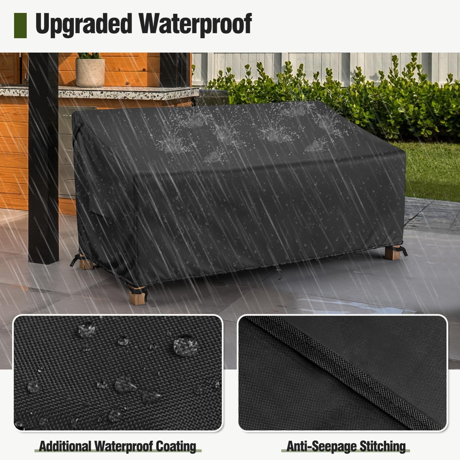 Heavy Duty Outdoor Patio Furniture Cover Waterproof 2-3 Seater Sofa Cover 600D