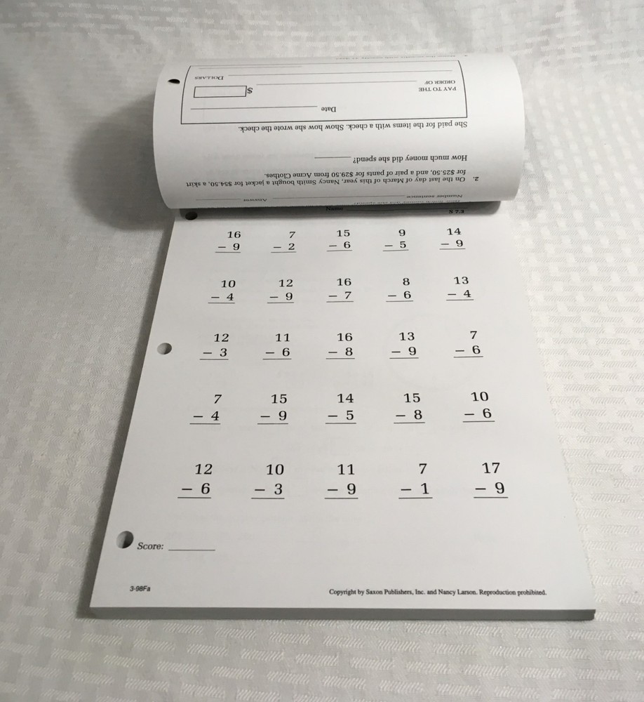 SAXON MATH 3 / STUDENT WORKBOOK PART 2 (TWO) / NEW