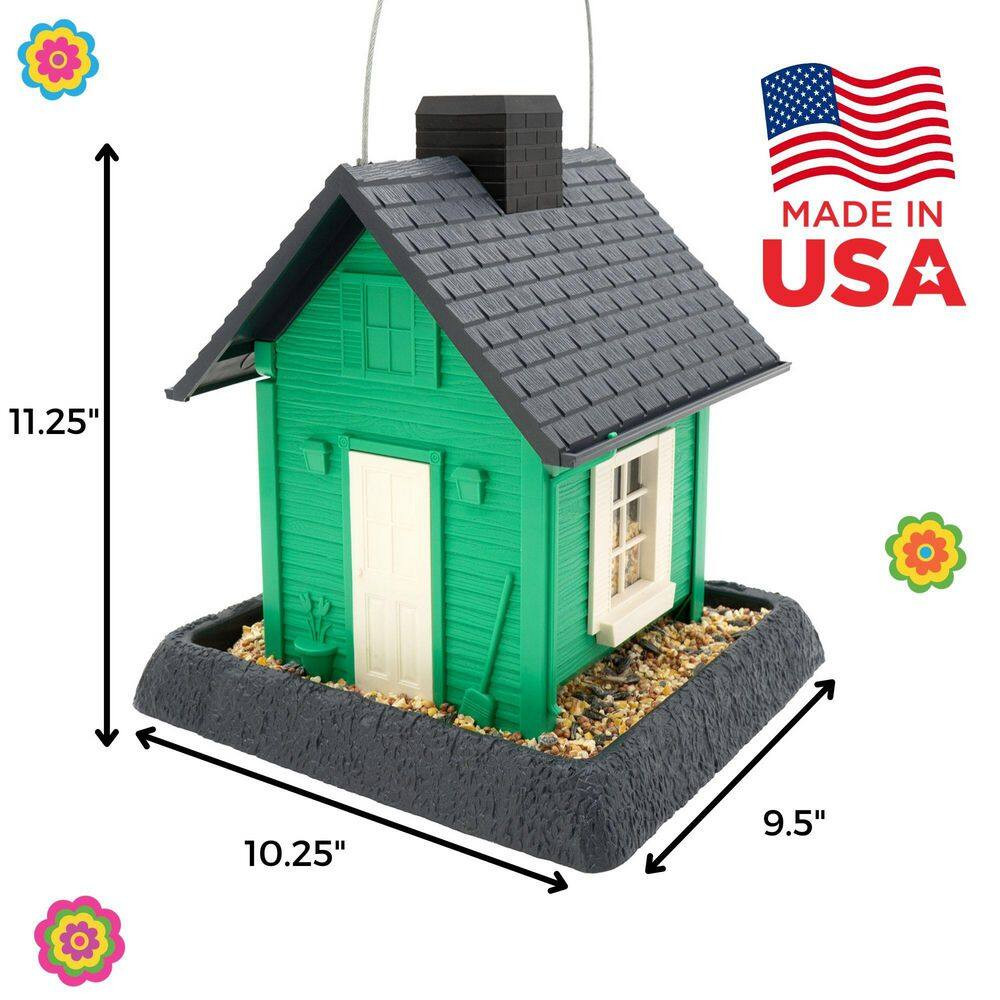Fiesta Green Cottage Plastic Birdfeeder