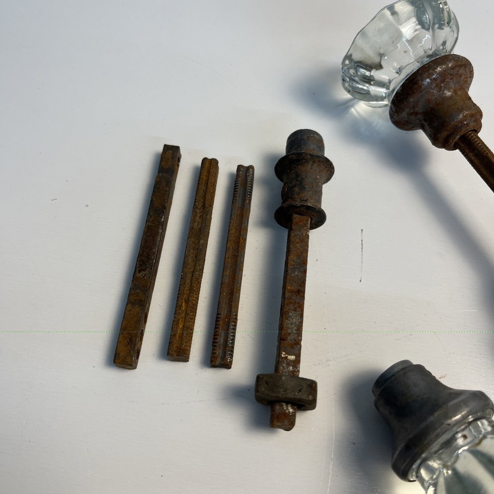 Antique Glass Door Knobs Lot With Victorian Hinge