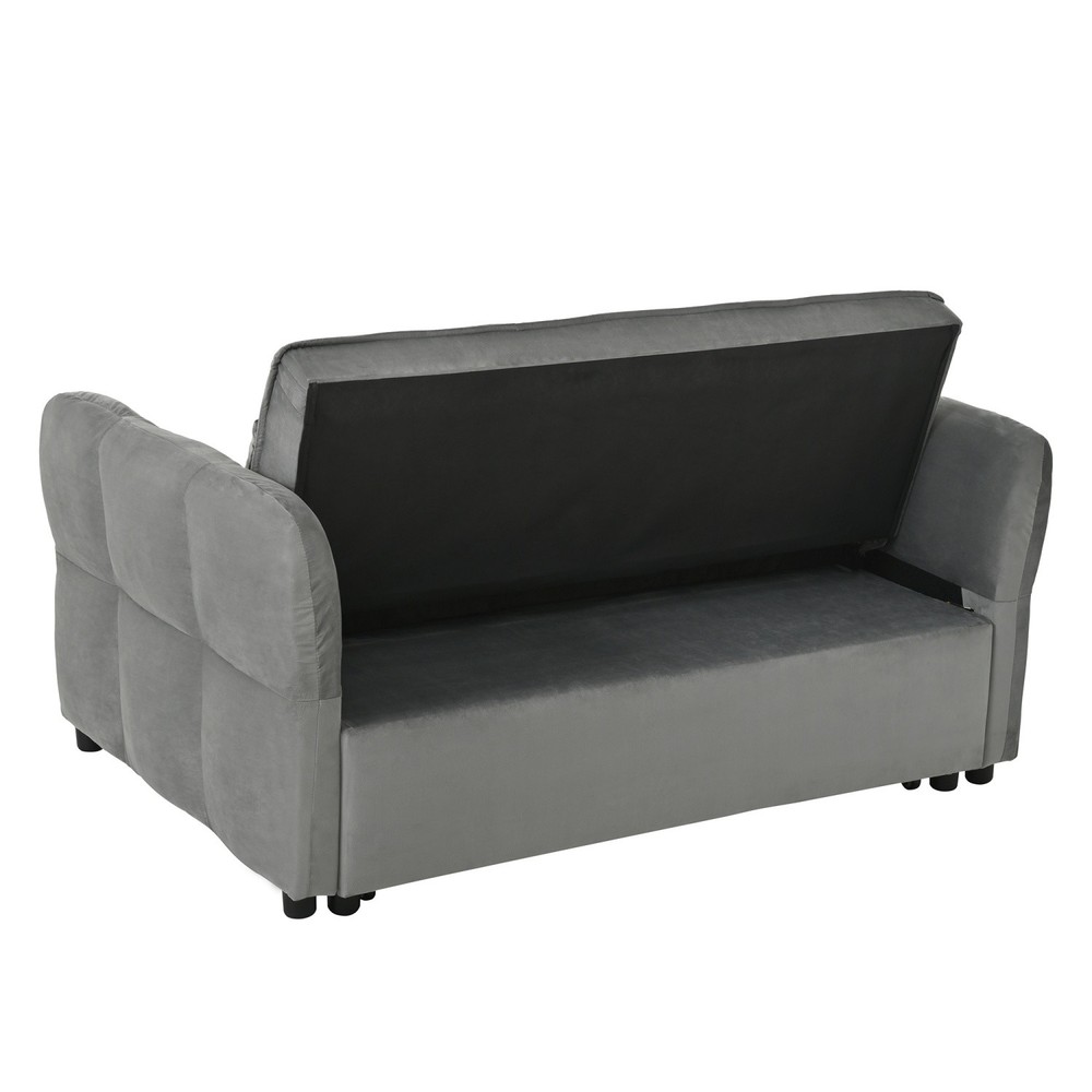 Gray/Black Pull Out Sofa Bed 3-in-1 Sleeper Sofa Convertible Couch with Pillows
