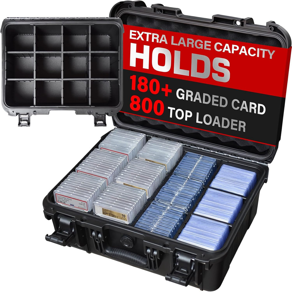 Graded Card Case Storage Box – Extra Large Trading Card Storage Box with 8 Adjus