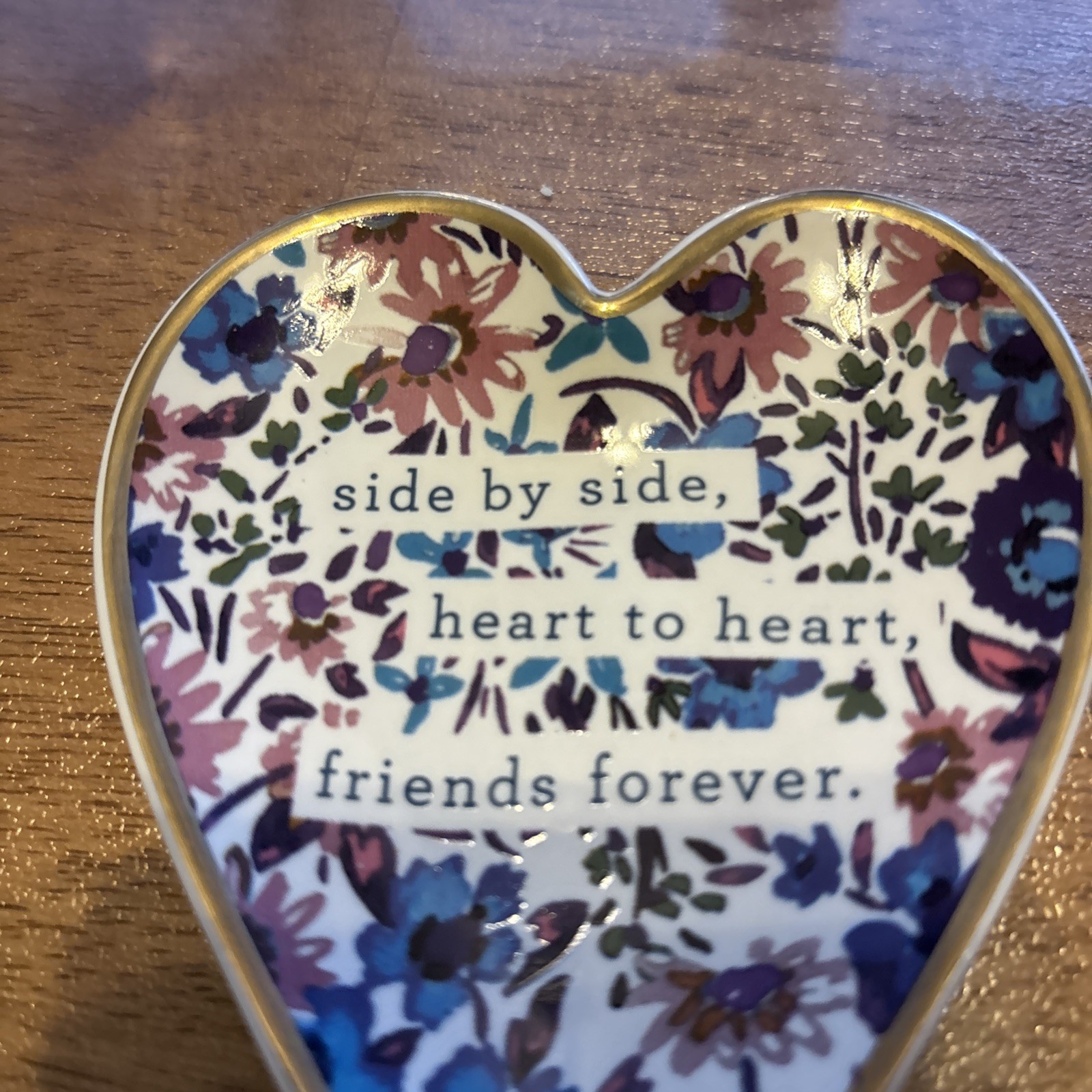 Demdaco - Side By Side Heart To Heart Friends Forever Heart Trinket Dish