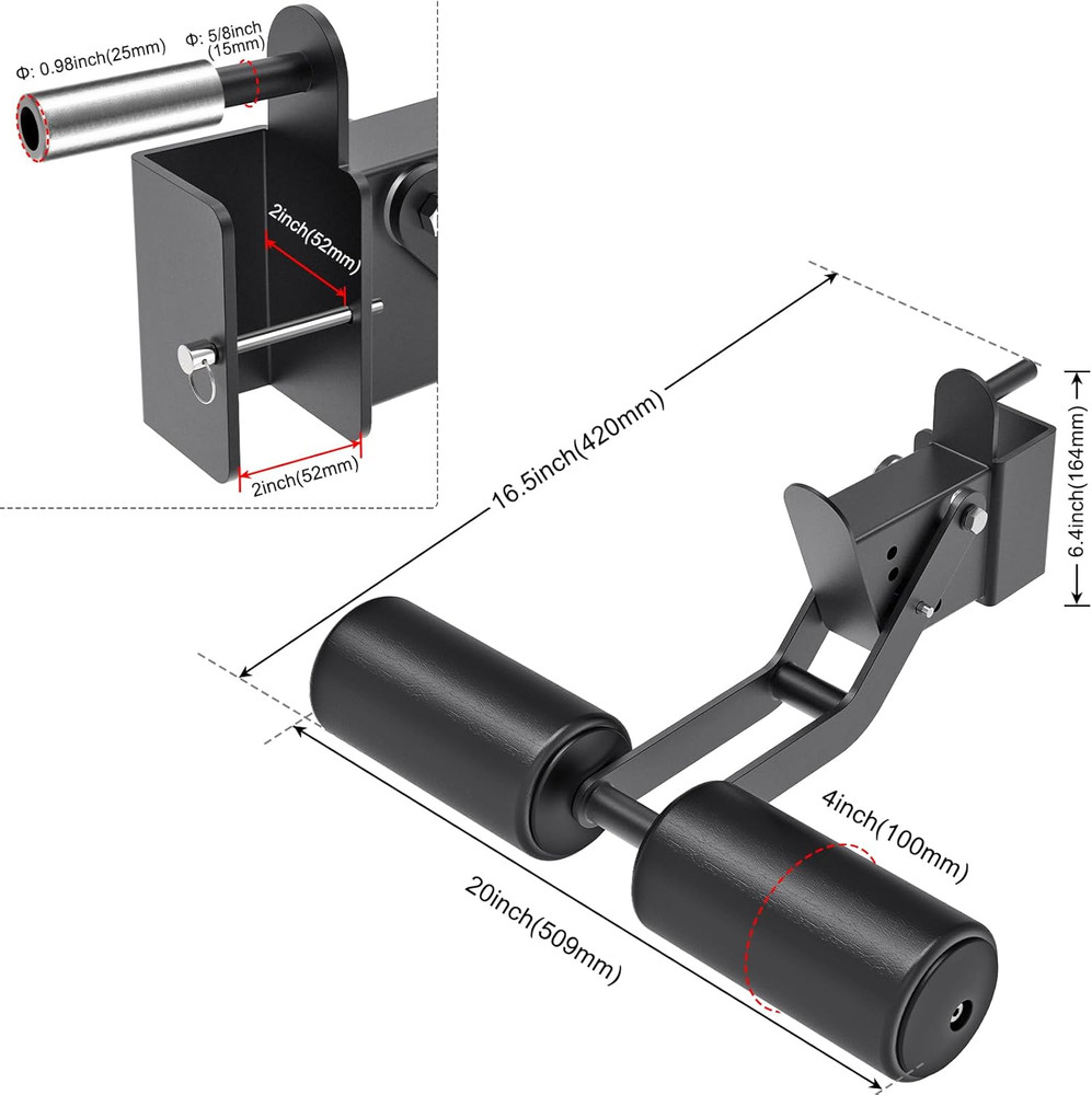 Nordic Hamstring Curl Squat Rack Attachment for Power Rack with 5/8" or 1" Hole