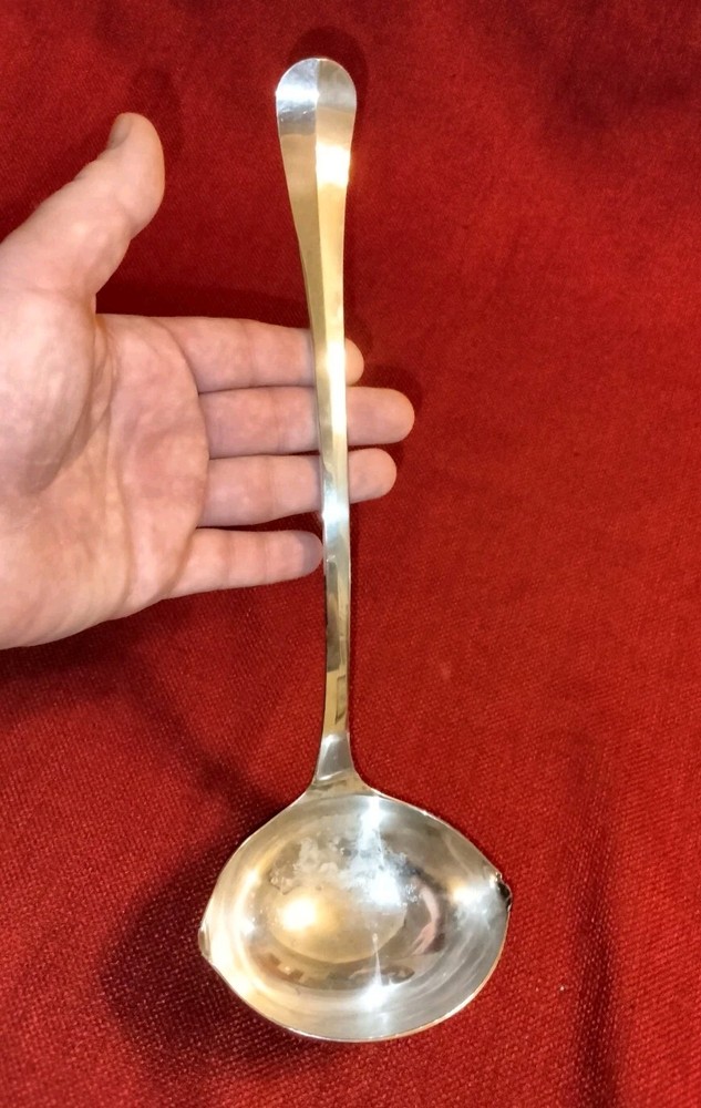 Silverplate punch drink serving ladle, 13" & holds 3/4 cup, made Italy good cond