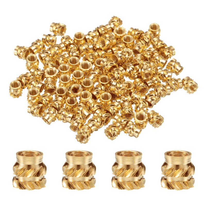 100pcs M2.5 Threaded Inserts Brass Heat Set Insert M2.5x4mm, OD 4mm Knurled Nuts