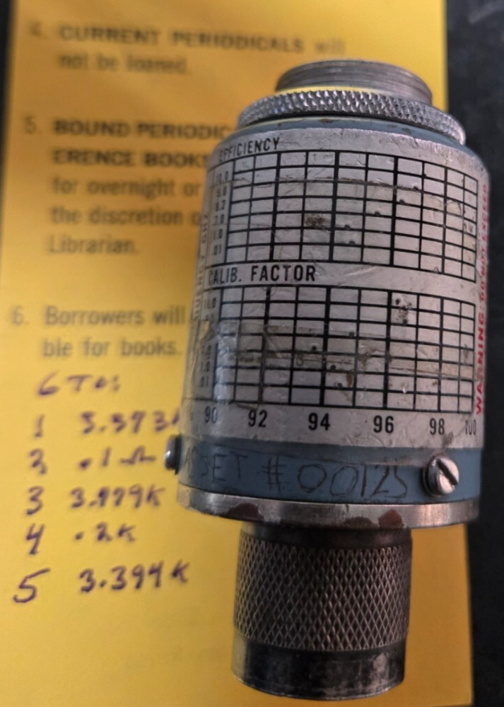 Struthers Electronics Model: GIL-360-2 Power Head see measured Ω data 10M-10 GHz