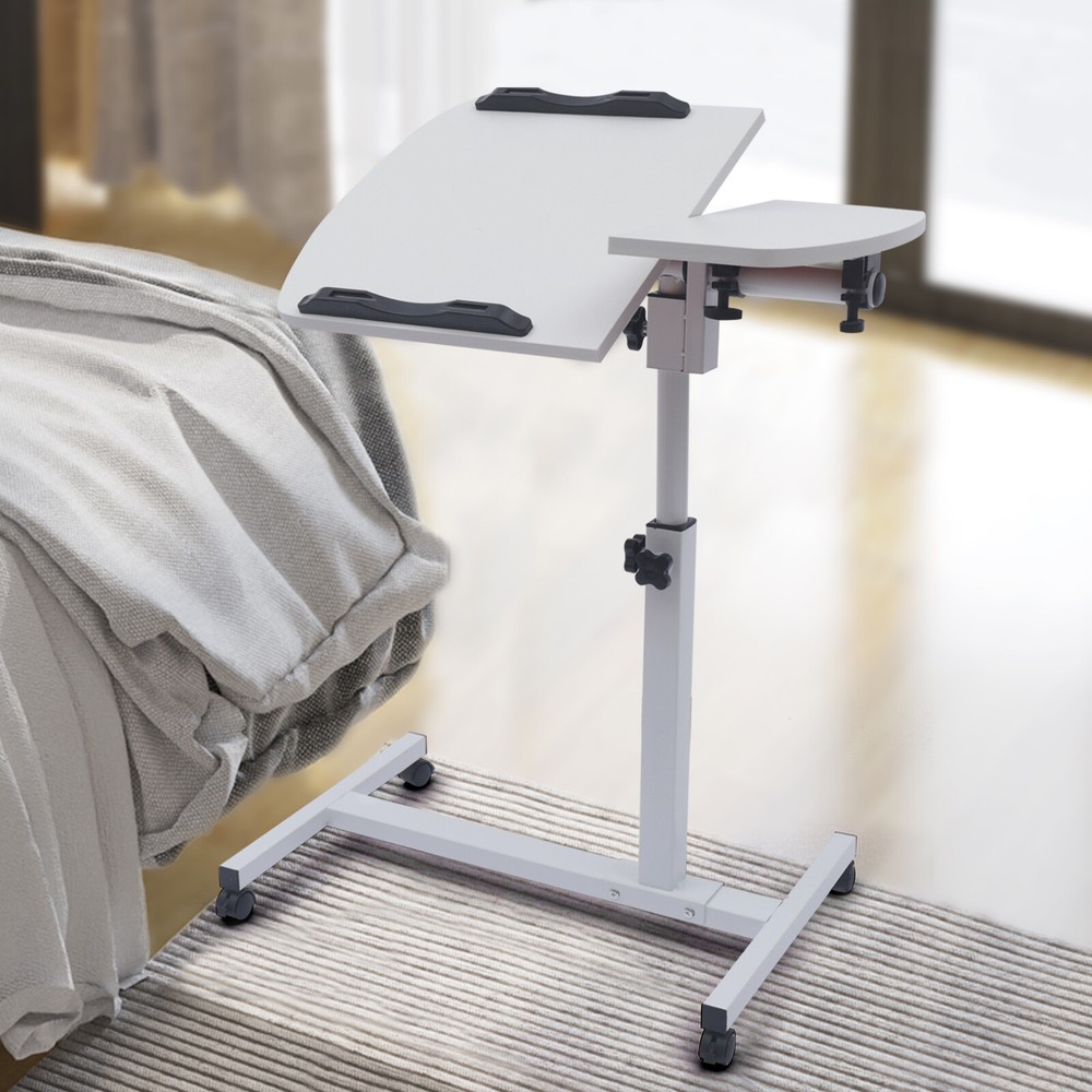 Over Bed Table Mobile Rolling Laptop Stand Computer Bedside Table Adjustable New