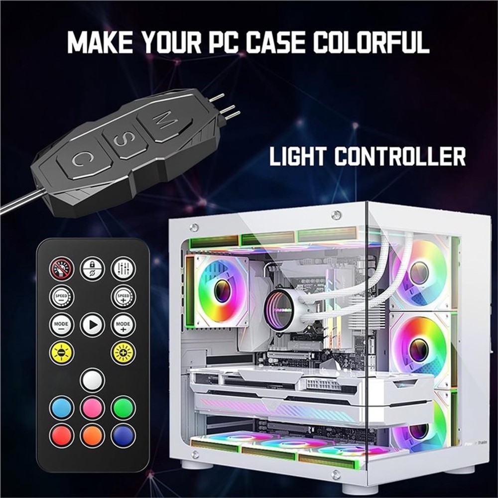 3-Pin 5V ARGB Controller with Remote for RGB Fans and Addressable Strips