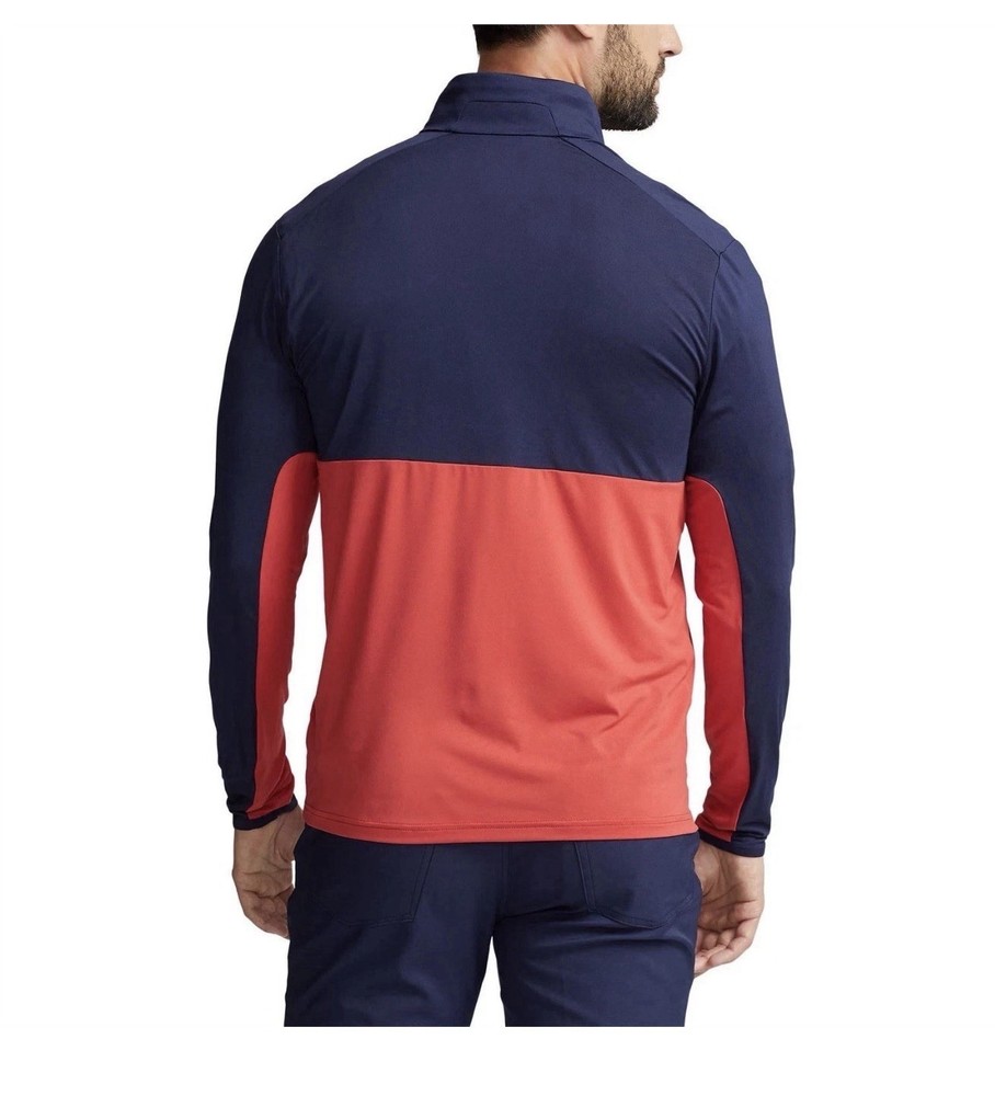 RLX Ralph Lauren Men’s Medium Navy/Red Golf Performance 1/4 Zip Pullover, NWT