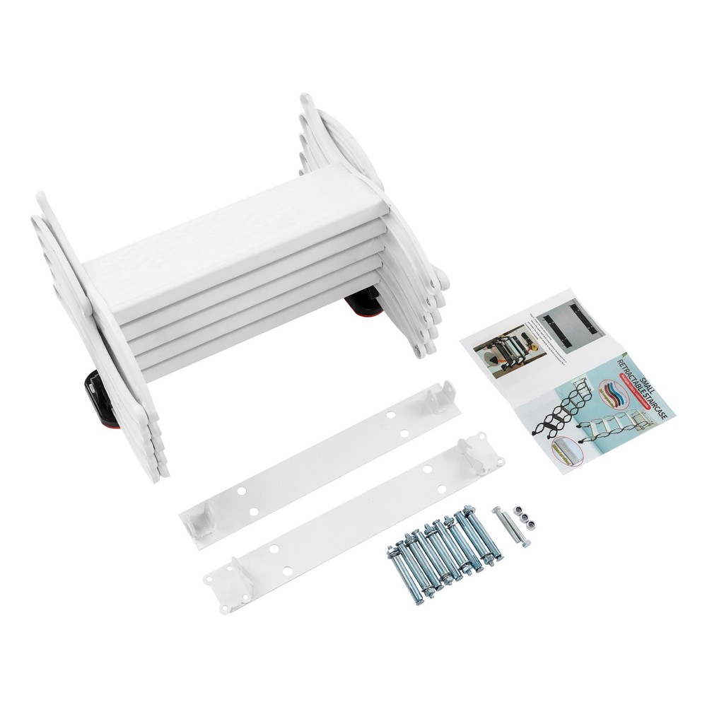 Ladder Telescoping Step Ladders Retractable Folding Stair Wall Mounted 5 Steps