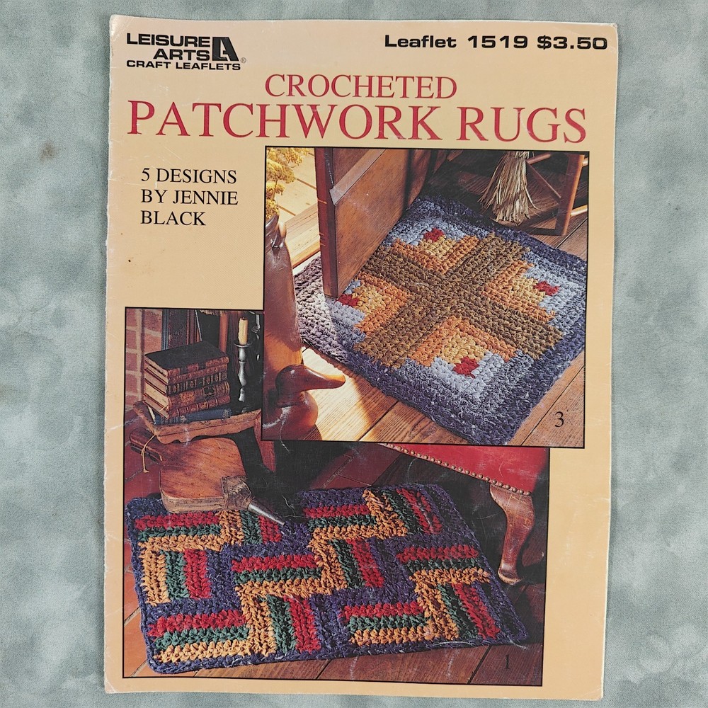 Leisure Arts 1519 Crocheted Patchwork Rugs Pattern Leaflet 5 Designs