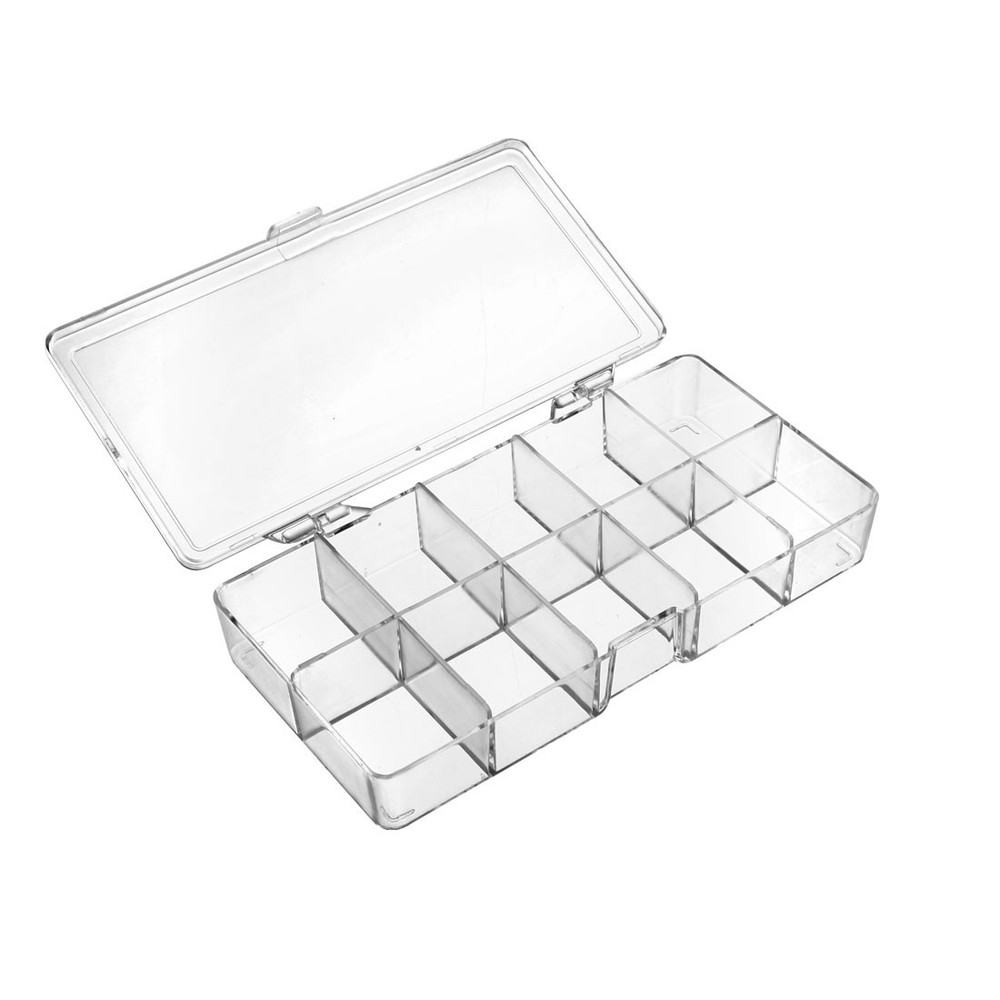 Component Storage Box PS Fixed 10 Grids Clear White 176 x 88 x 30mm
