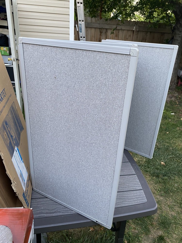 Quartet Tabletop Display Board, 72" x 30", 4 Panels, Double-sided, Gray