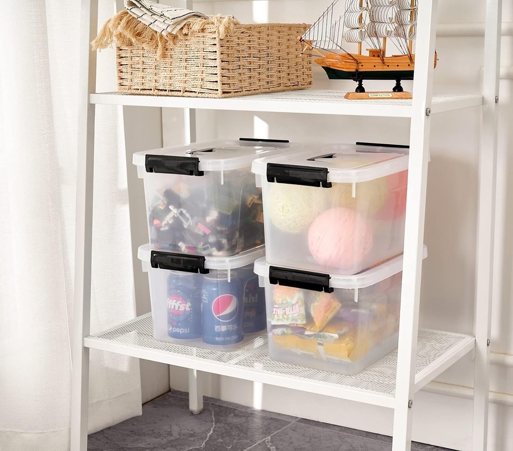 Stackable 6 Quart Clear Storage Bins - Organize Home & Office Spaces (6-Pack)