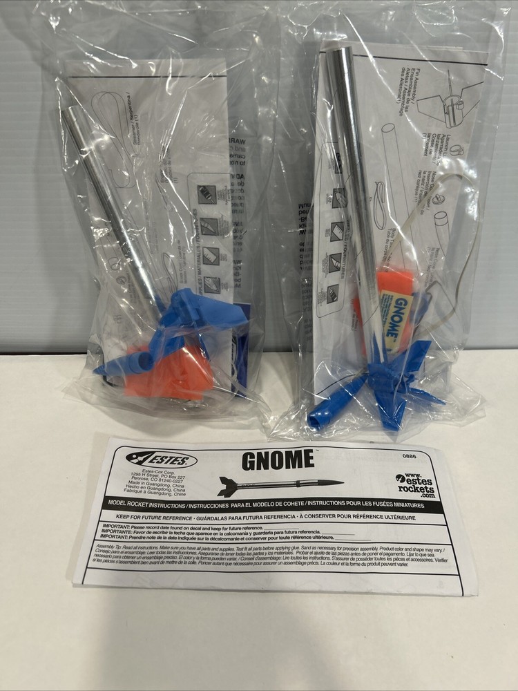 ESTES GNOME Flying Model Rocket Kits 0886 Two(2) Pack New Sealed