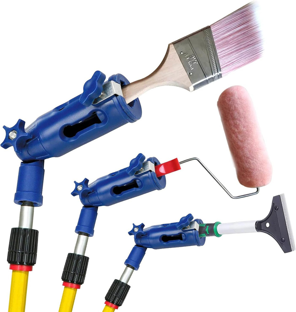 Multi-Angle Paint Brush Extender - Extension Pole Attachment Holder for Paint Br