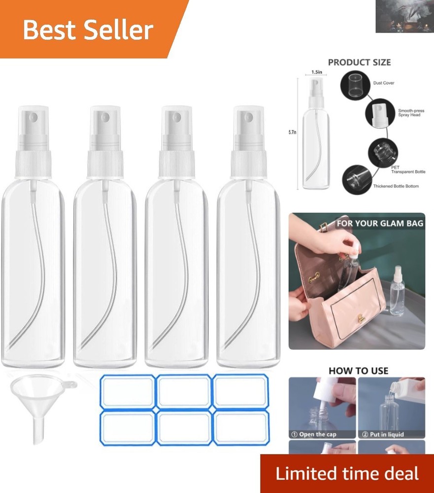 TSA Approved 4 Pack Refillable Travel Size Containers - Eco-Friendly & Practical