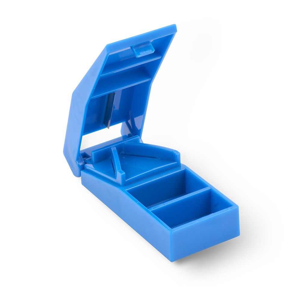 Split Pills Tablets Pill Cutter Splitter with Blade Versatile Storage Blue Color