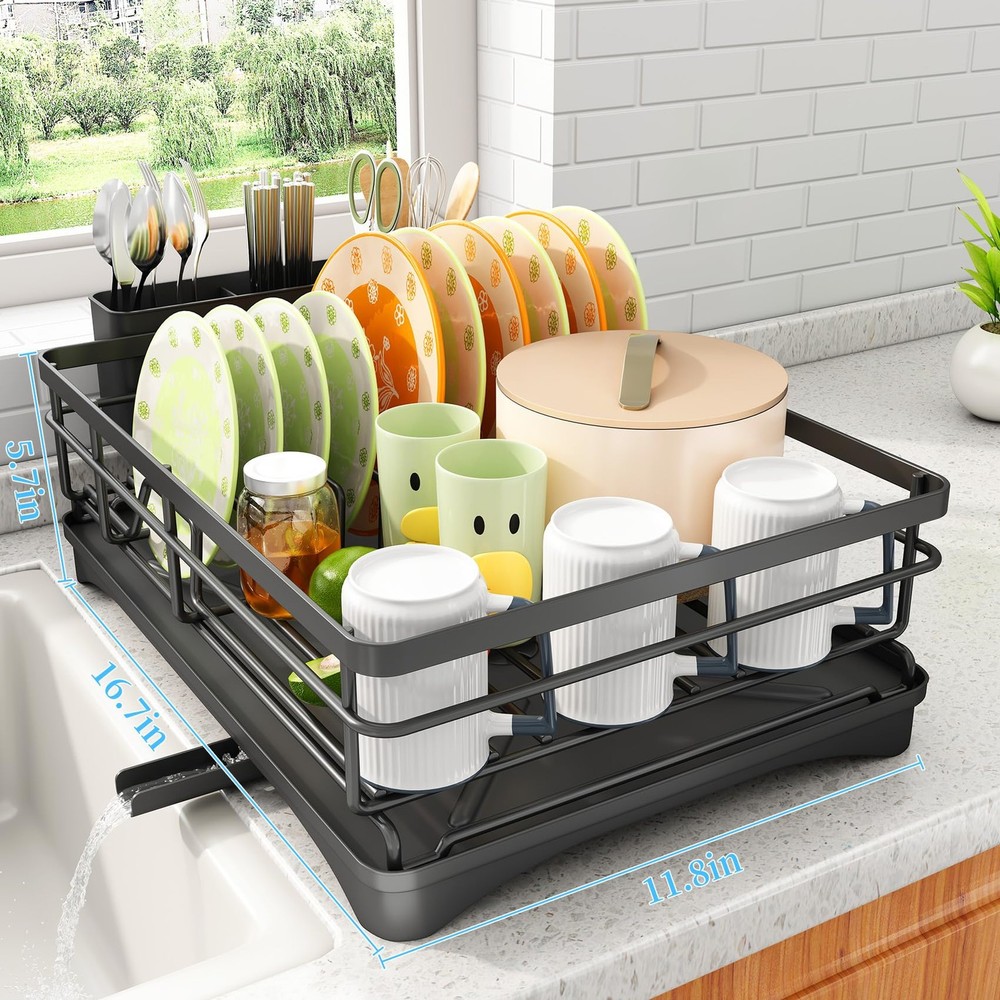 Dish Drying Rack - Stainless Steel Dish Rack for Kitchen Counter Large-Capaci...