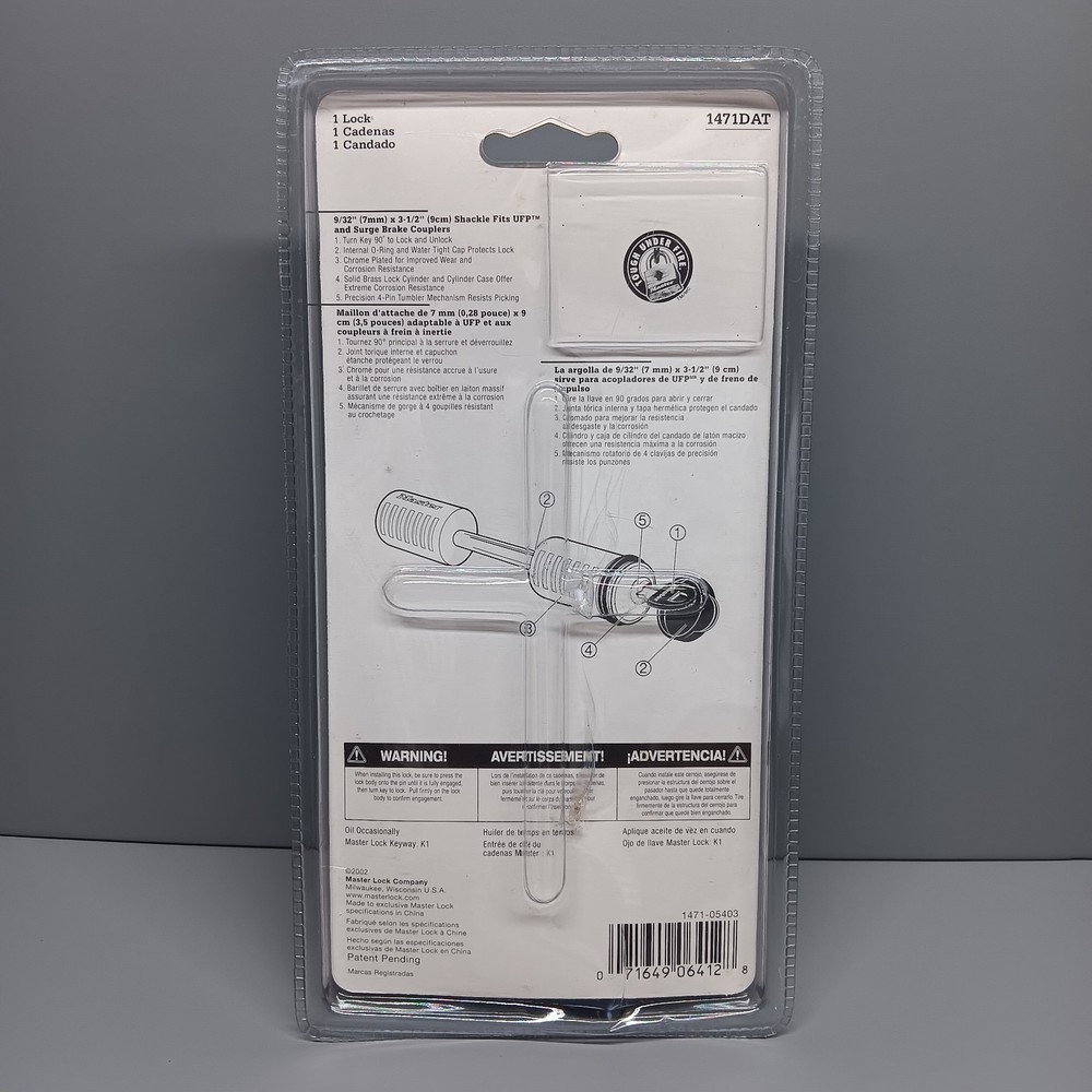 Master Lock Trailer Protector Coupler Lock Latch - Towing Security UFP - 1471DAT