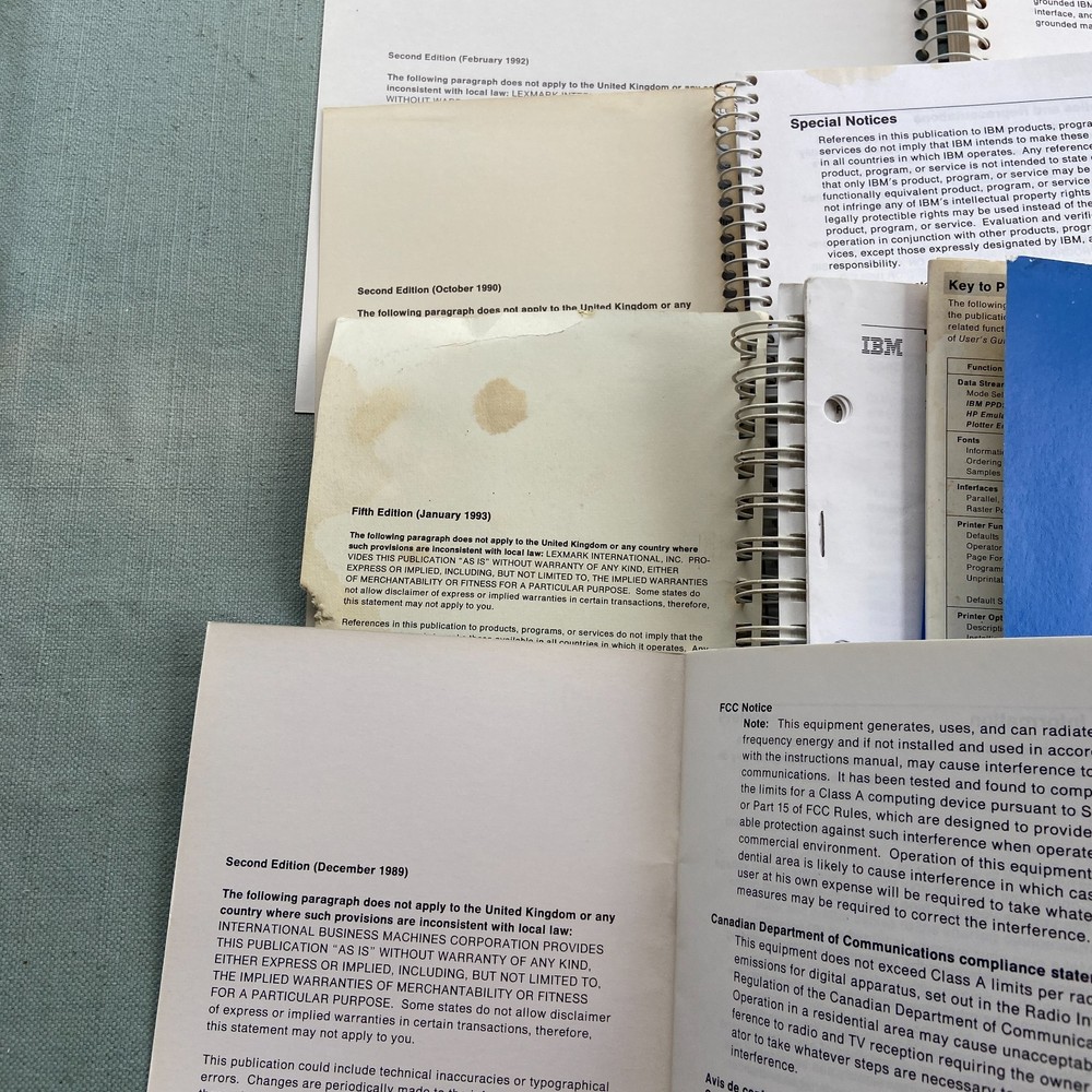 IBM Book Laser Printer Technical Reference 4226 4019 Users Guide Manual 1989 90