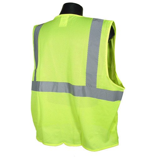 Large Mesh Yellow High Visibility Class 2 Safety Vest With Zipper/ 2 Pockets