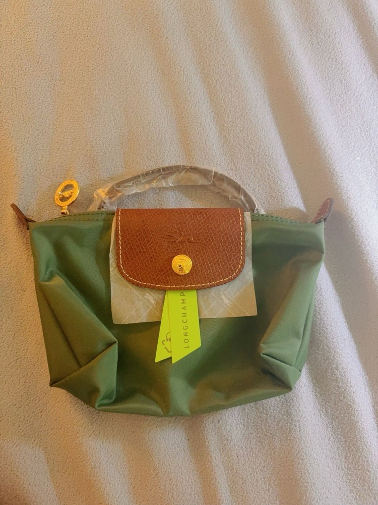 Longchamp Le Pliage Original Mini Pouch With Handle No Strap sage color