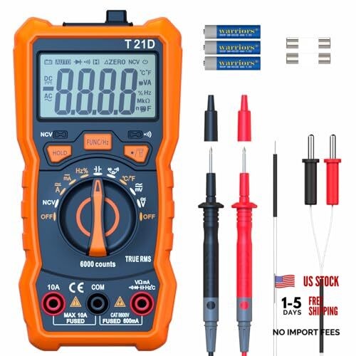 Auto-Ranging Digital Multimeter, TRMS 6000 Counts AC DC up to 600V/10A