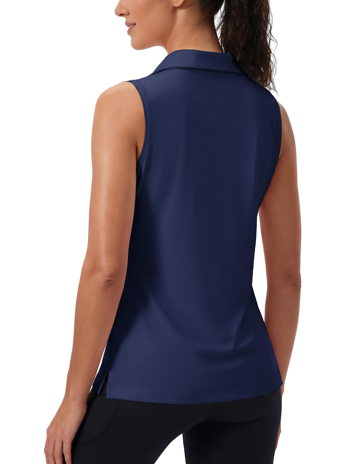 Womens Golf Shirt Sleeveless UPF 50+ Polo Shirt Collared Tennis V Neck Tank Tops