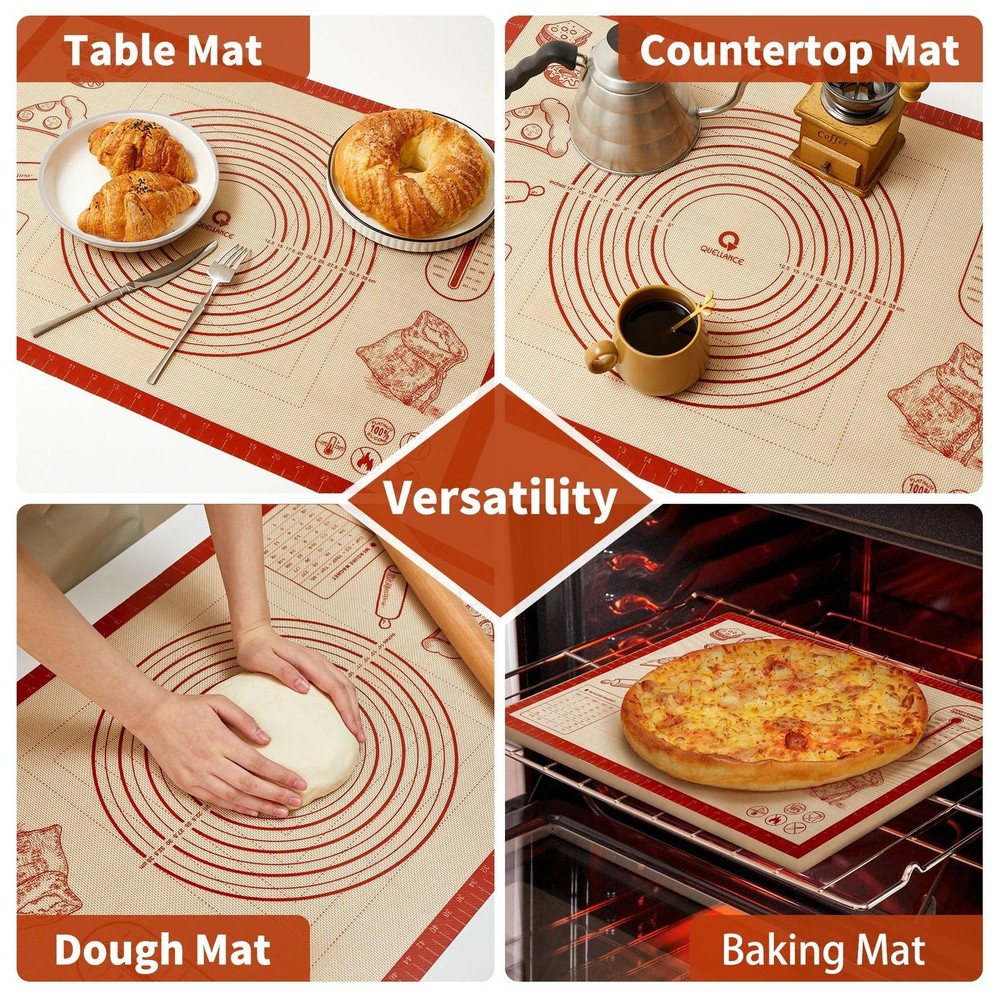 Silicone Baking Pastry Dough Mat - 32x24Inch Extra Large Cookie Bread Rolling...