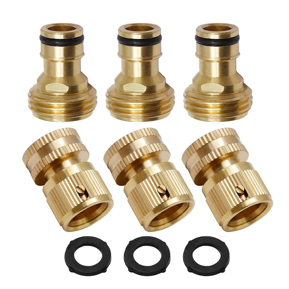Garden Hose Quick Connect Solid Brass Quick Connect Hose Fittings 3/4 Inch GH...