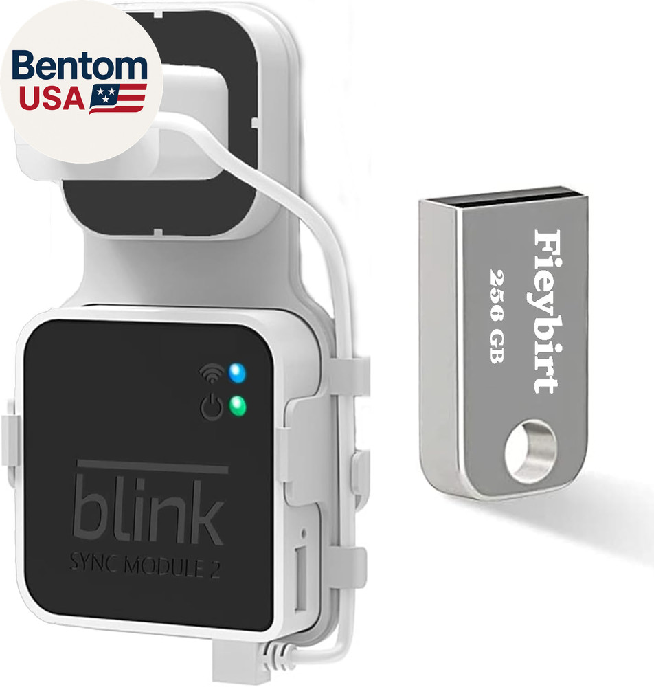 256GB USB Flash Drive & Outlet Mount for Blink Sync Module 2, Space Saving and E