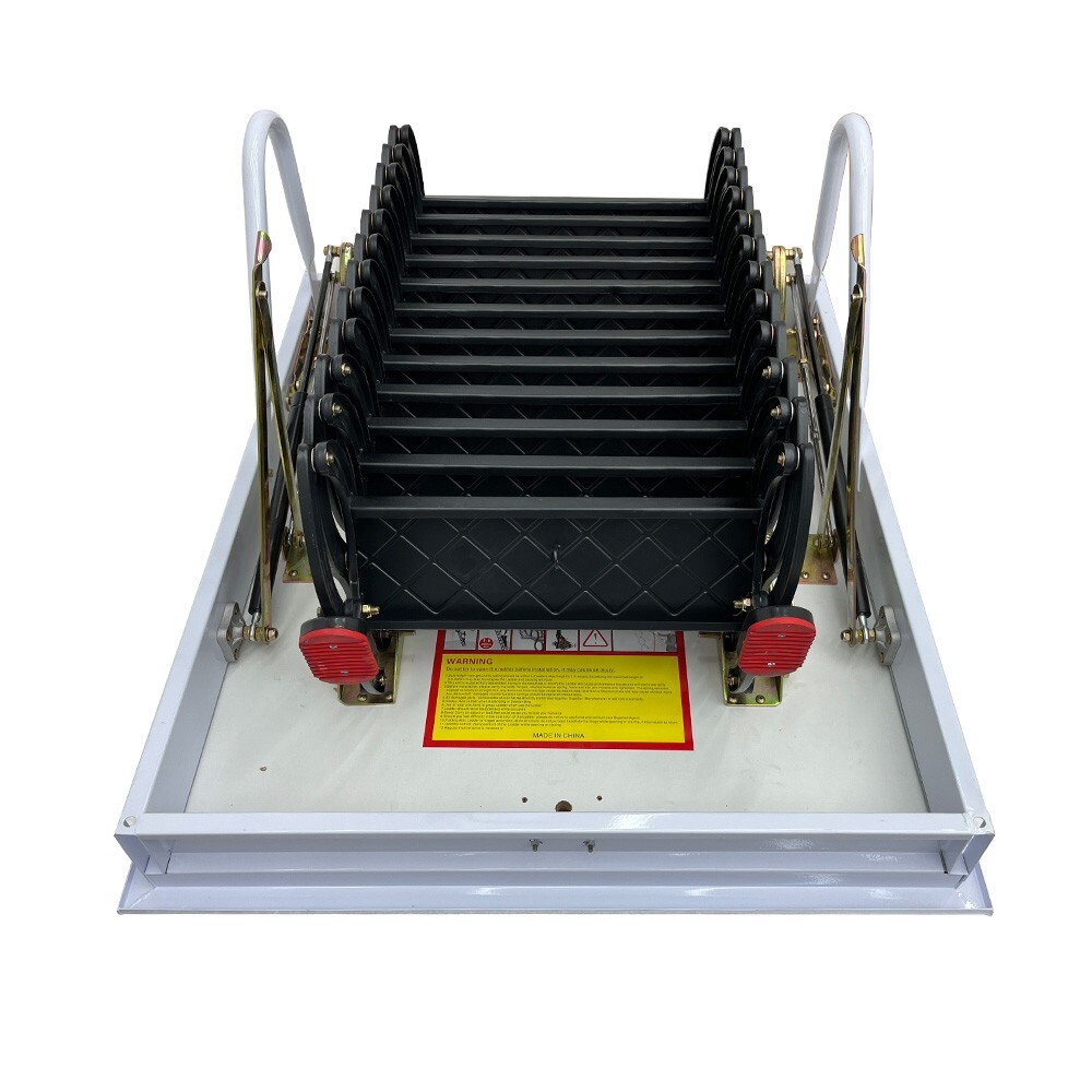 Black Loft Extension Ladder, Carbon Steel Pull Down Retractable Ceiling Access S