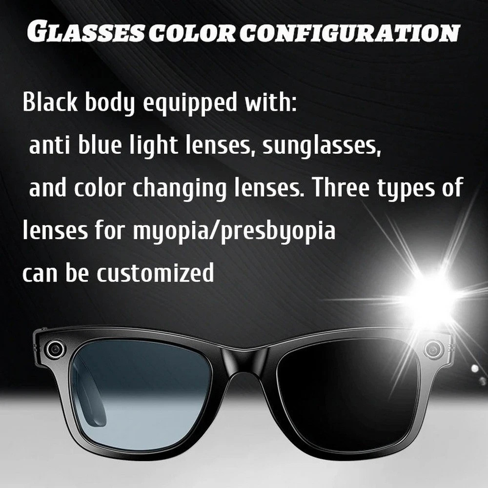 Video camera glasses with 8MP camera and bluetooth and microphone