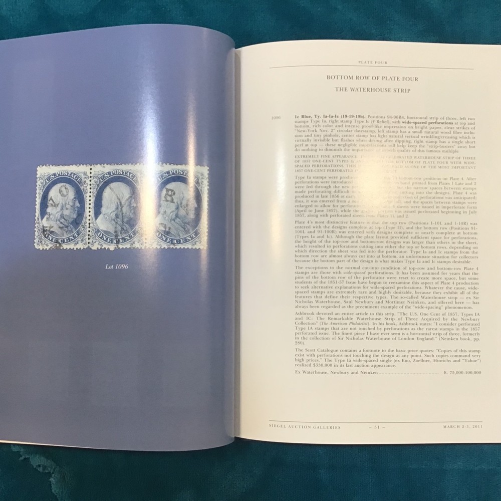Siegel 1006 Wagshaw Part 4 1857-1861 One Cent Perforated Collection (2011)