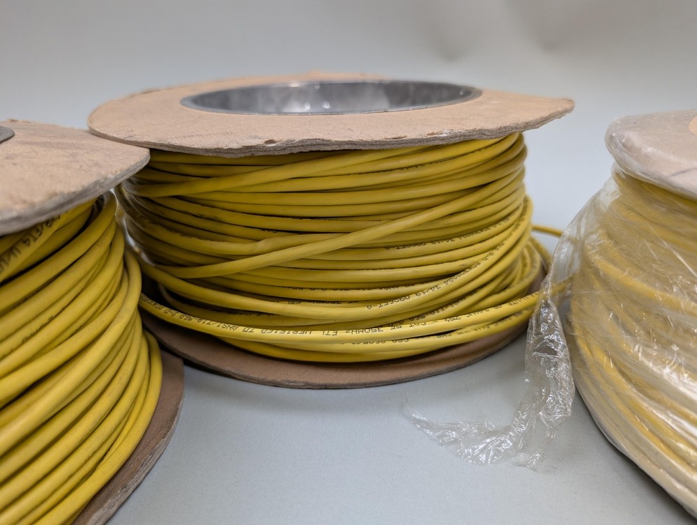 Hyperline UTP4-C5E Solid CMR Cat5e 24AWG Yellow Bulk Ethernet Cable Spools