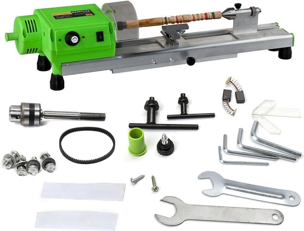 Compact Mini Wood Lathe with Variable Speed Control for DIY Woodworking