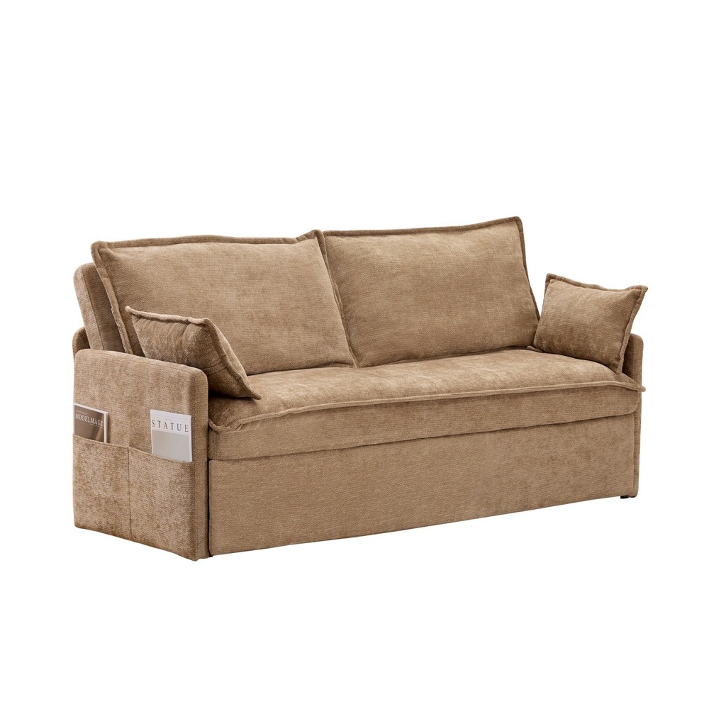 Modern Convertible Sleeper Sofa Bed Loveseat Sofa with Pull Out Bed & USB Ports