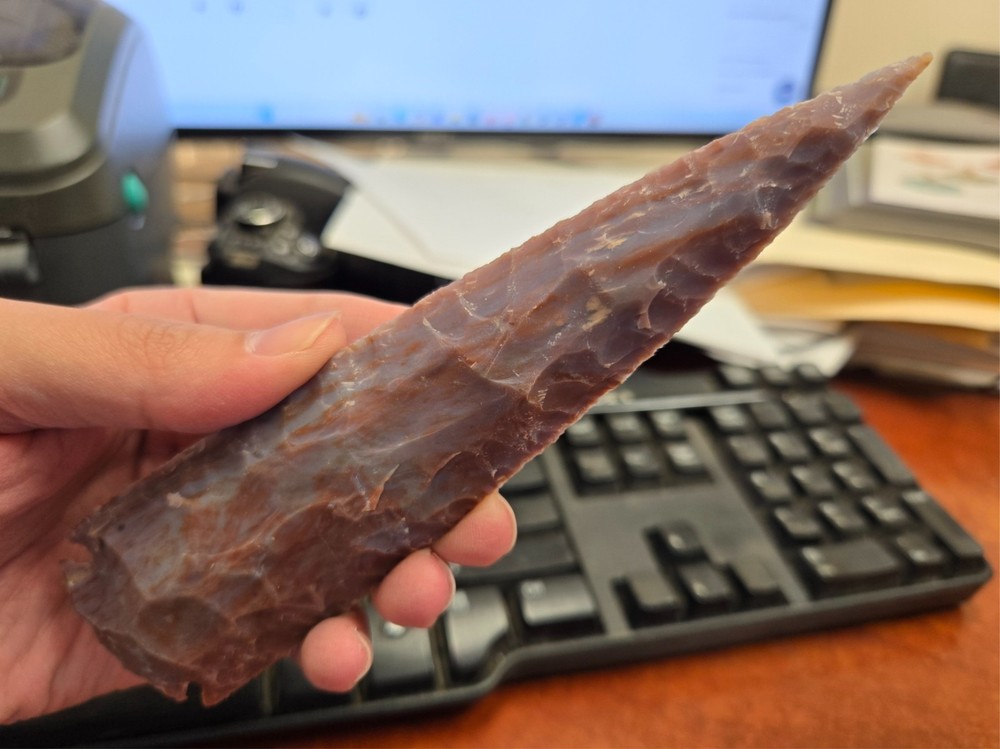 AGATE STONE SPEARHEAD ARROWHEAD POINT MEDIEVAL 6" - 6 1/2"