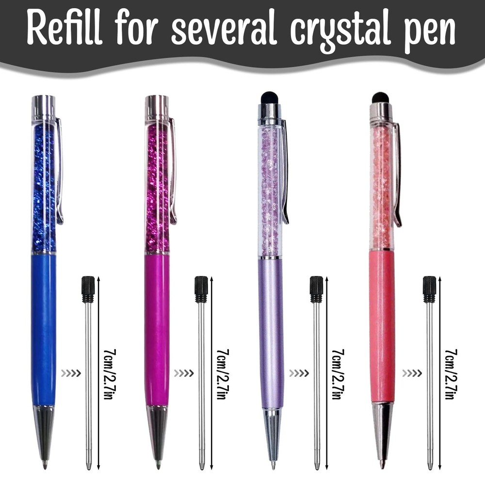 20PCS 2.75in Ballpoint Pen Refills, 1mm Medium Tip Black Ink Refill Replaceab...