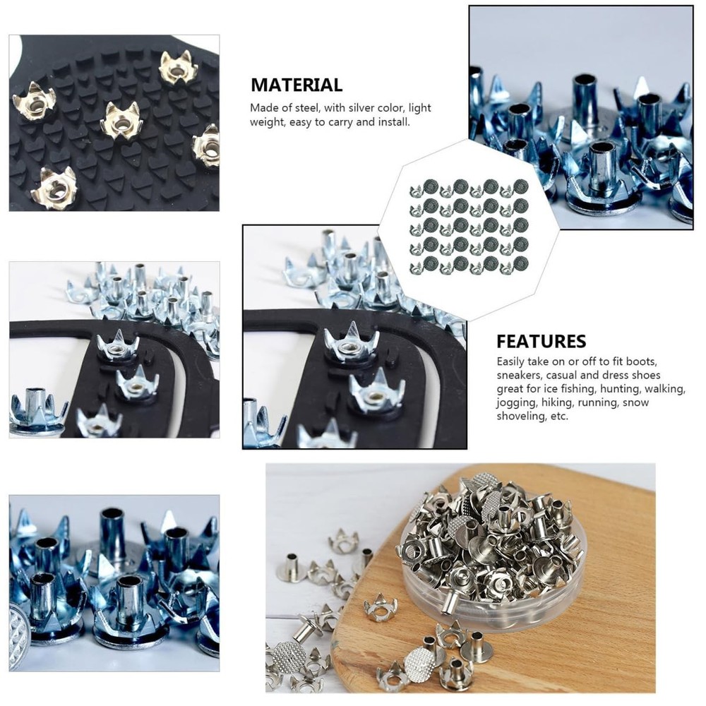 30 Set Ice Cleats Studs Spikes Replacement Snow Crampon Claw Point Nails Trac..