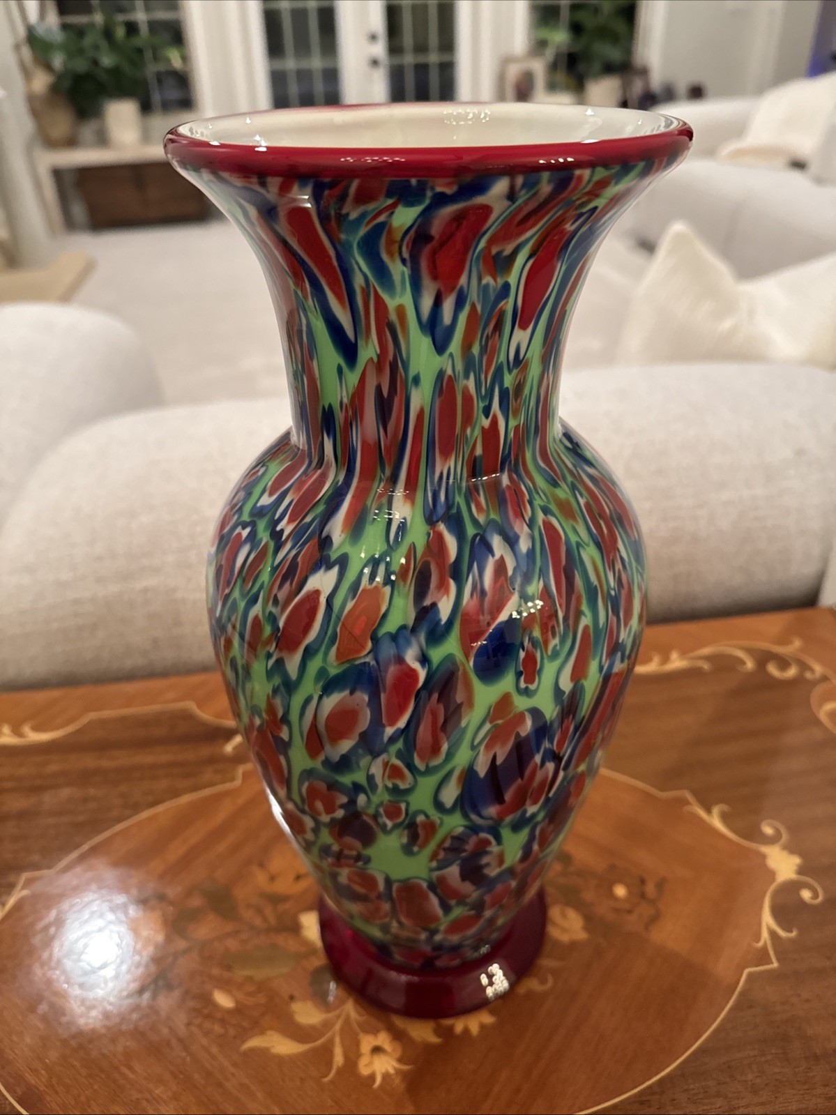 VINTAGE VASE ART GLASS MILLEFIORI LARGE