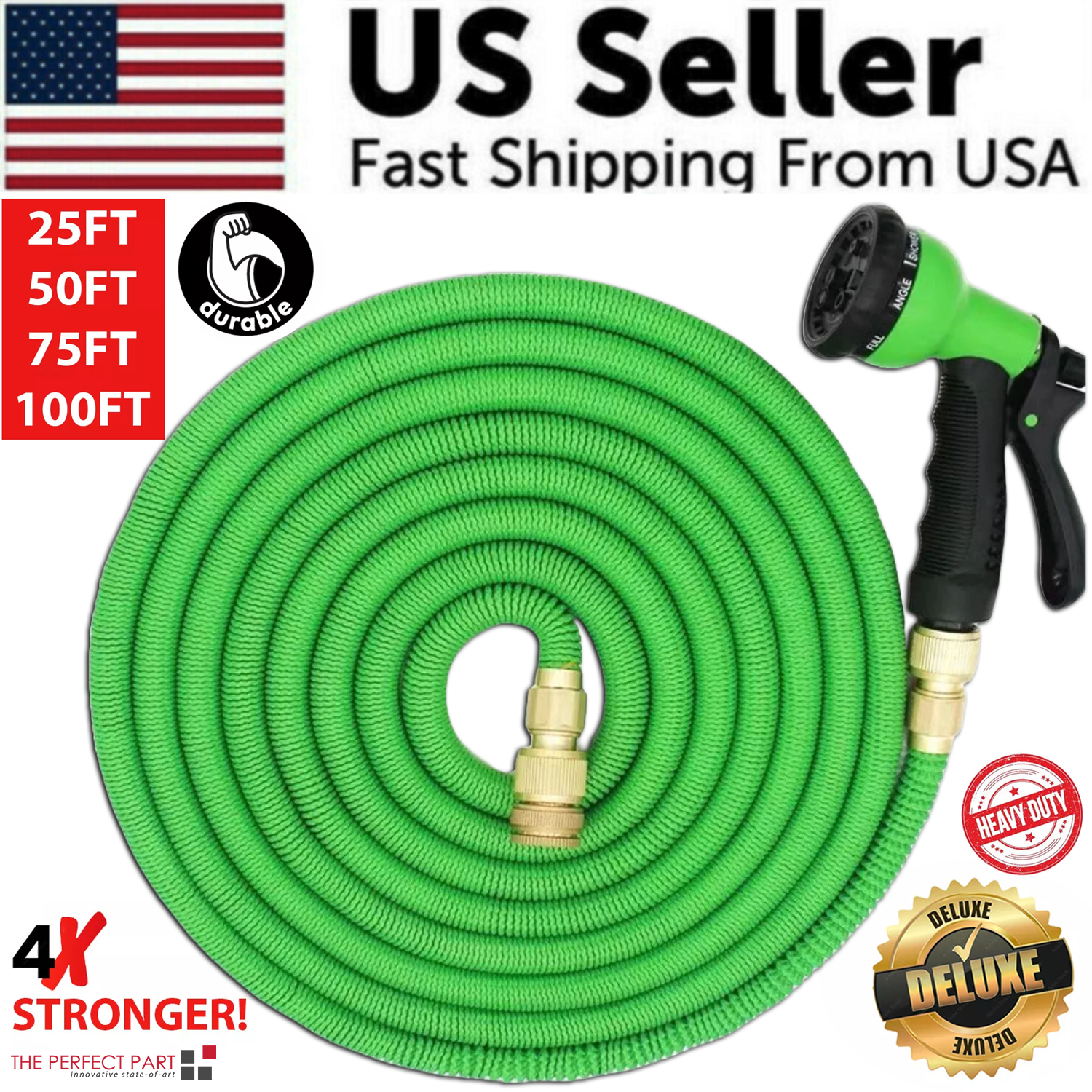 4X Stronger Deluxe Expandable Flexible Garden Hose Water Hose 25, 50, 75, 100FT