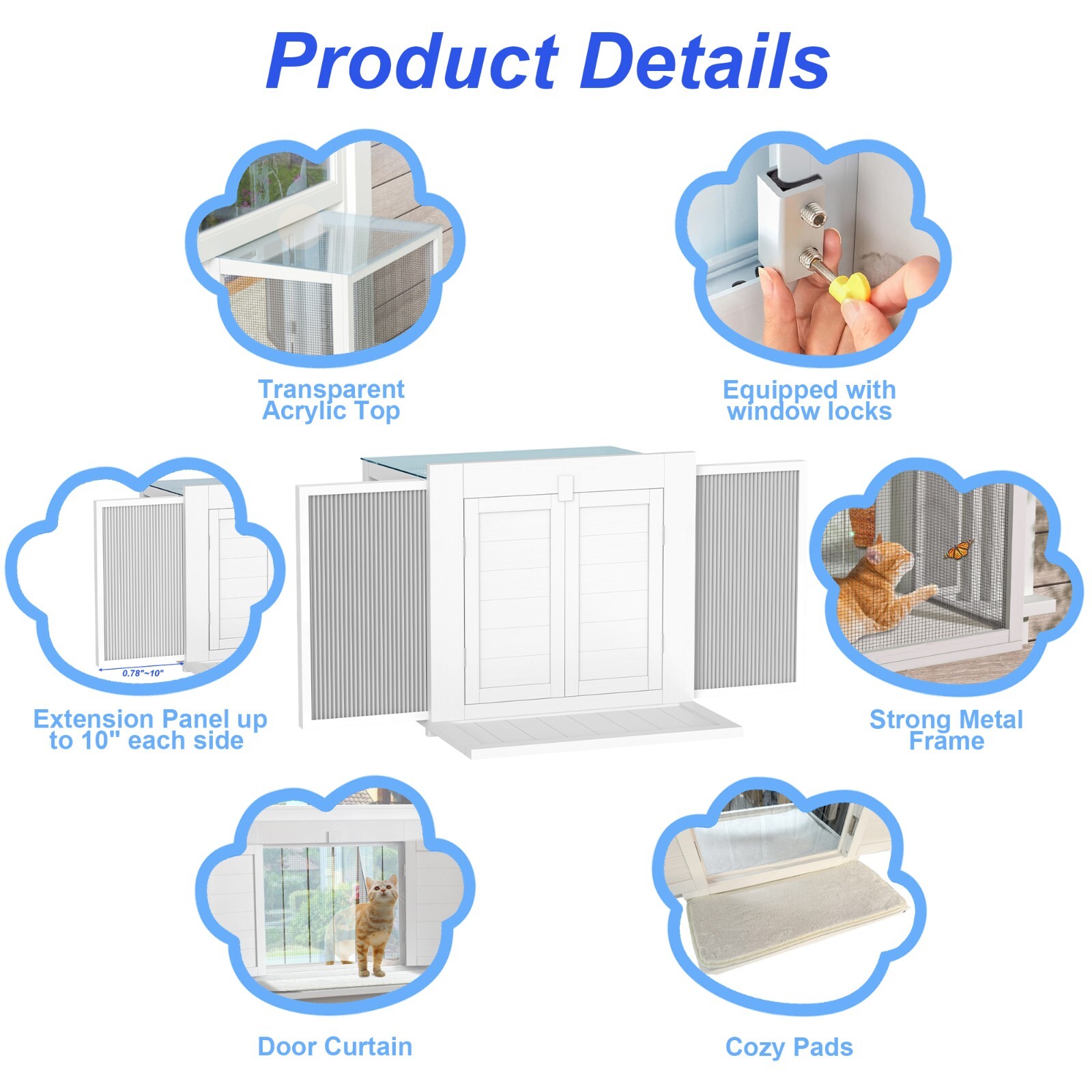 Deluxe Universal Cat Window Box, Waterproof Window Catio Perch Cat Bed