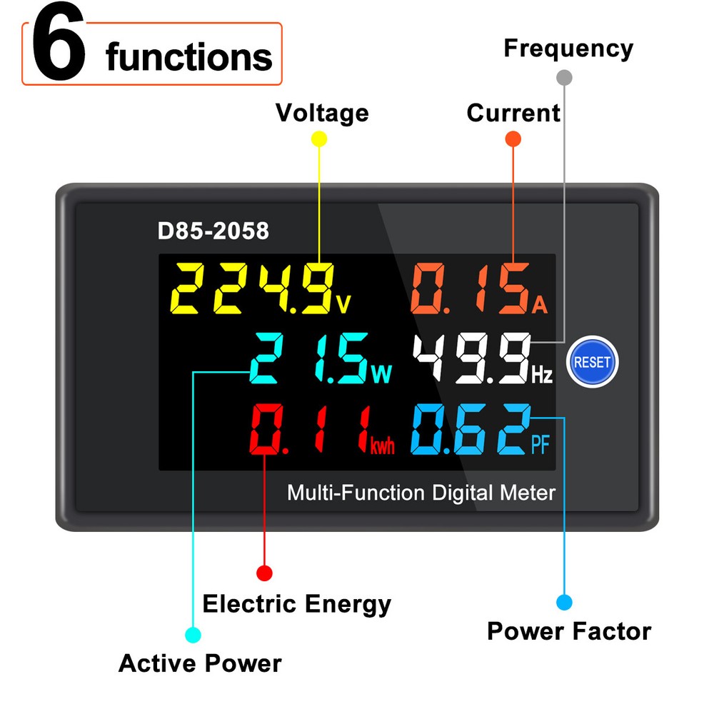 Digital LCD Voltage Current Energy Power Panel Meter AC 40-300V 100A Voltmeter